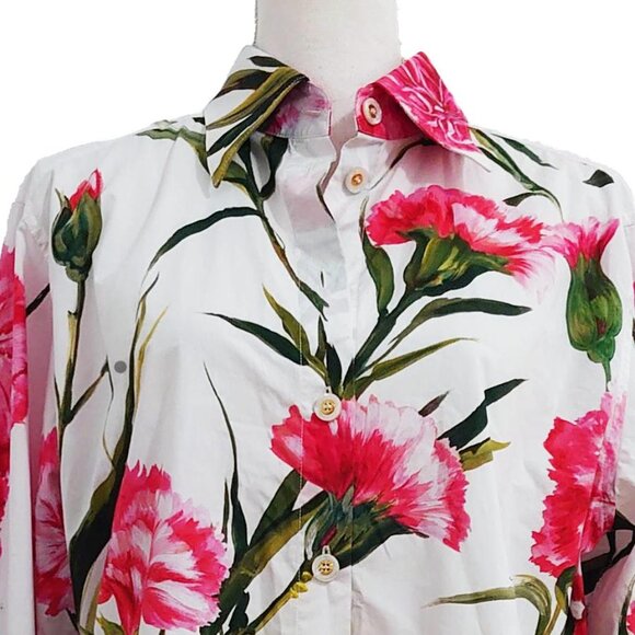 Dolce & Gabbana Floral Print Button Down Cotton Blouse - Picture 5 of 11
